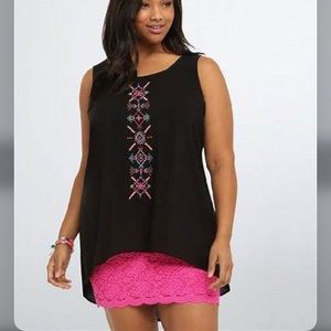 Torrid Black Hi-Lo Tank, neon Accents